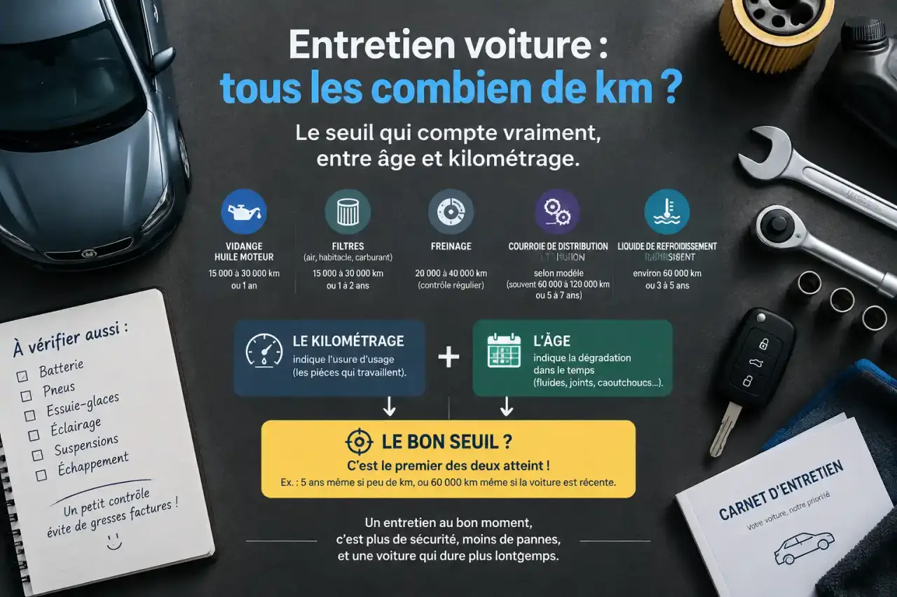 Entretien voiture : tous les combien de km ? Le seuil qui compte vraiment, entre âge et kilométrage