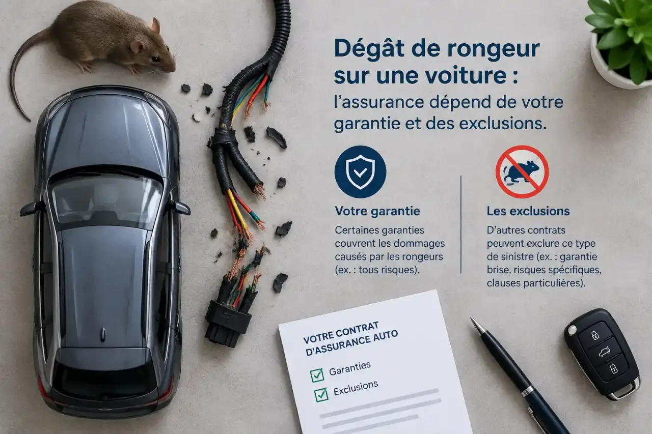 Dégât de rongeur sur une voiture : l’assurance dépend de votre garantie et des exclusions