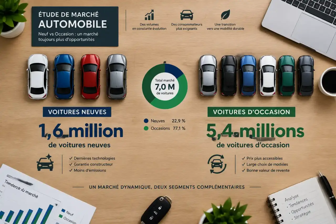 Étude de marché automobile : 1,6 million de voitures neuves face à 5,4 millions d’occasions